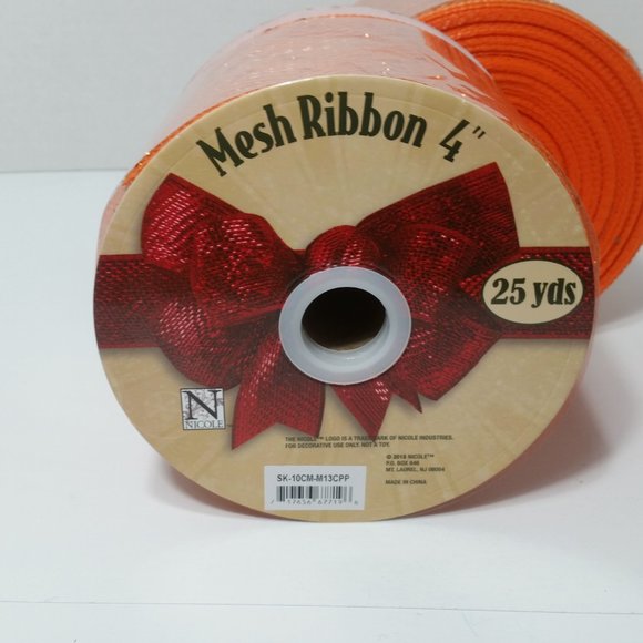 Deco Mesh Ribbon Wreaths 4" Orange 6 Rolls - Picture 3 of 4
